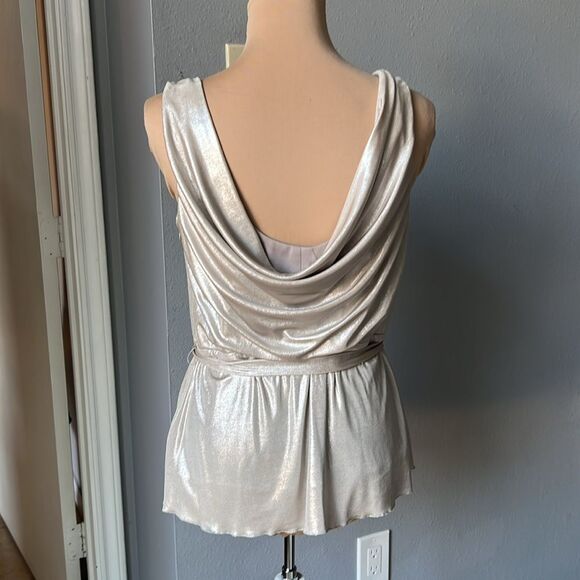Cache Metallic Silver Drape Blouse - Picture 3 of 6